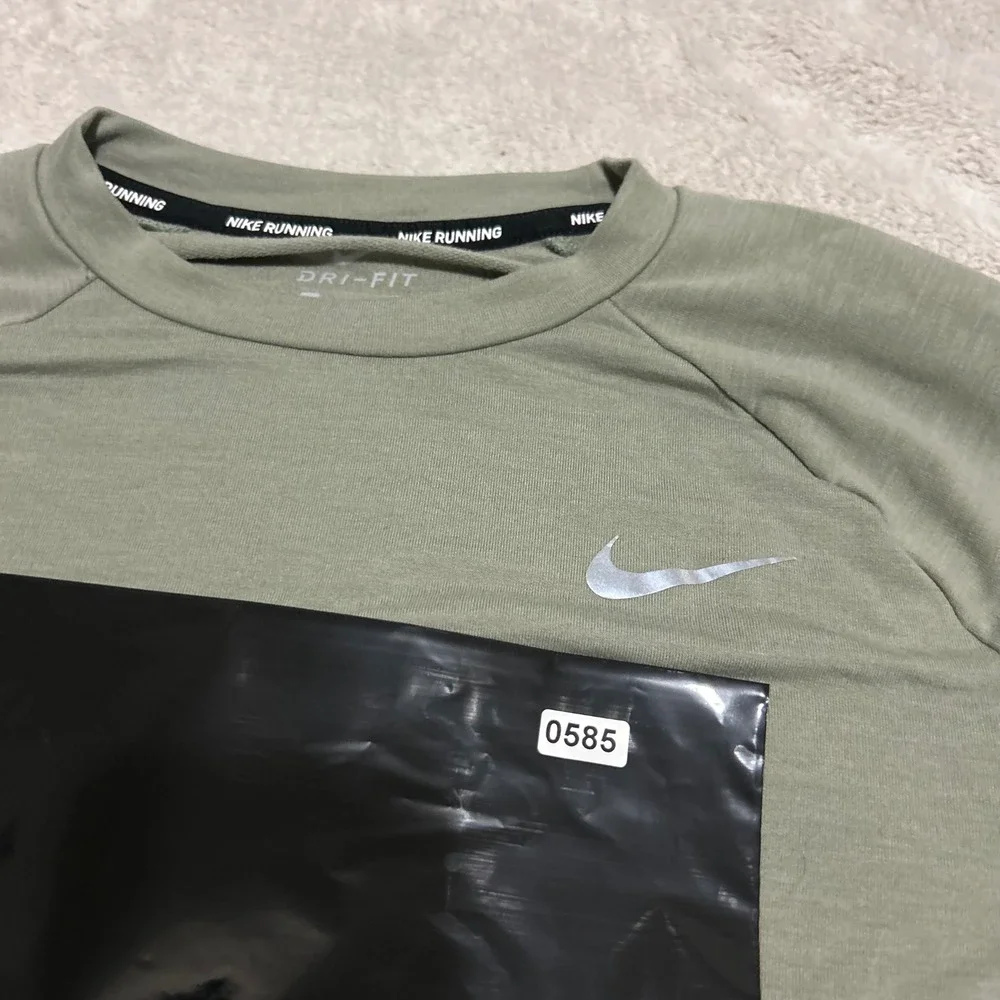 Nike Running Dri-FIT Top Womens XS Olive Green Thumbhole Long Sleeve 0585